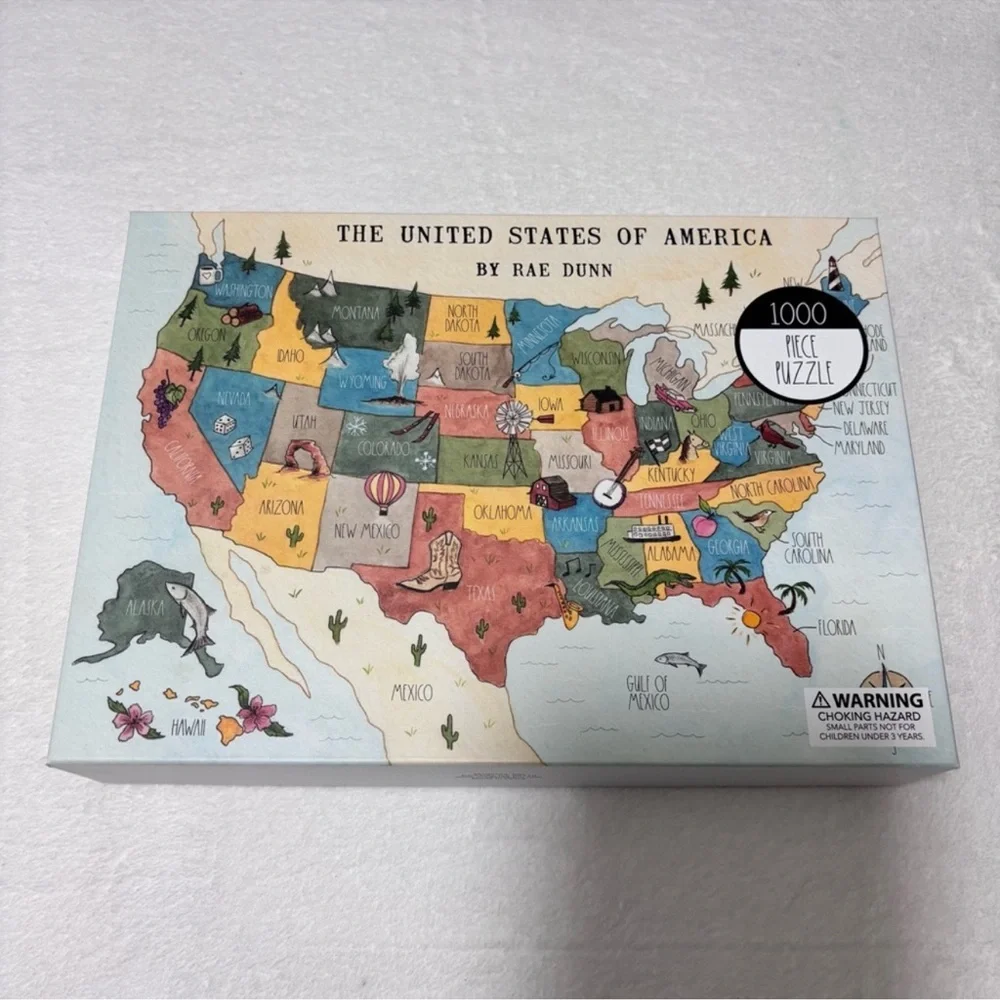 Rae Dunn USA Map Puzzle United State of America 1000 PC